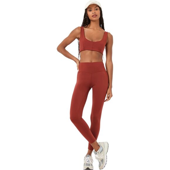 NWT $84 L*SPACE Comeback V-Front Medium Support Sports Bra Top Umber Rust XL - Picture 3 of 5
